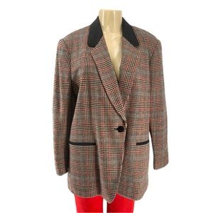 Vintage Studio 205 Wool & Suede Houndstooth Women’s Blazer Size XL